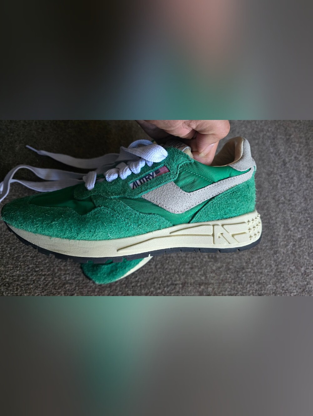 NEW AUTRY women's reelwind low sneakers in green nylon and suede size 38 - Picture 4 of 8